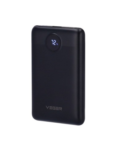 VEGER MINI POWER BANK CON PANTALLA LCD - CAPACIDAD 10000MAH - ENTRADAS USB-C, MICRO USB - SALIDAS USB-C, USB-A  - CARGA 2 DISPOS