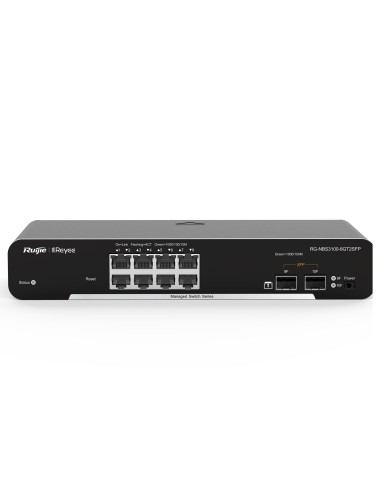 REYEE SWITCH CLOUD CAPA 2 - 8 PUERTOS GIGABIT+ 2 SFP GIGABIT - VELOCIDAD 10/100/1000 MBPS - STATIC LAG/DHCP SNOOP/IGMP SNOOP/POR