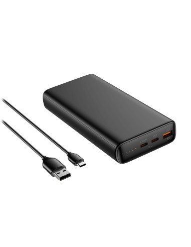 VEGER POWER BANK CON LEDS DE CARGA - CAPACIDAD 20000MAH - ENTRADAS USB-C - SALIDAS 2X USB-C, USB-A - CARGA 3 DISPOSITIVOS A LA V