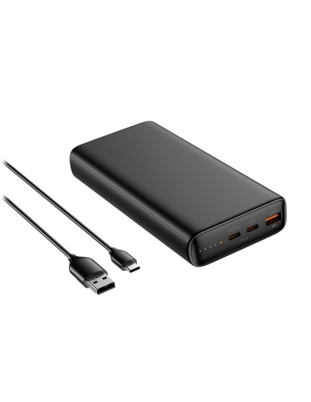VEGER POWER BANK CON LEDS DE CARGA - CAPACIDAD 20000MAH - ENTRADAS USB-C - SALIDAS 2X USB-C, USB-A - CARGA 3 DISPOSITIVOS A LA V