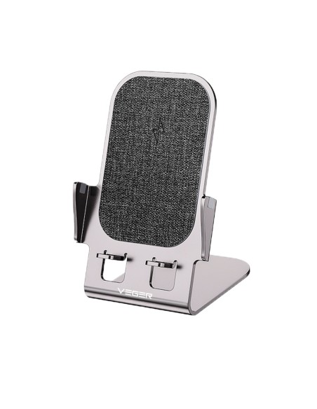 CARGADOR INALÁMBRICO VEGER - POTENCIA 15W - ENTRADA USB-C - CARGA RÁPIDA  - SALIDA INALÁMBRICA - COLOR PLATA