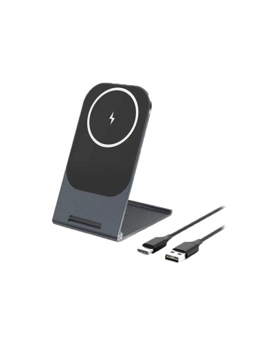 CARGADOR INALÁMBRICO VEGER - POTENCIA 15W - ENTRADA USB-C - CARGA RÁPIDA - SALIDA INALÁMBRICA - SOPORTE PLEGABLE | COLOR PLATA