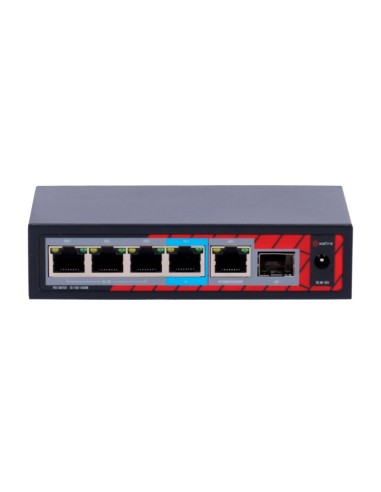 SAFIRE INDOOR POE EXTENDER SWITCH - AMPLÍA ALCANCE ALIMENTACIÓN POE - 4 PUERTOS POE + 1 UPLINK RJ45 +1 SFP  - IEEE 802.3 AF/AT/B