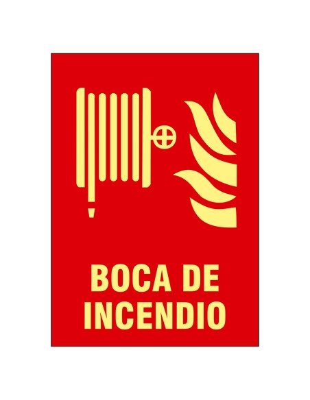 CARTEL DE SEÑALIZACIÓN - EQUIPOS DE PROTECCIÓN CONTRA INCENDIOS - BOCA DE INCENDIO - COLORES FOTOLUMINISCENTES - CATEGORÍA B - D