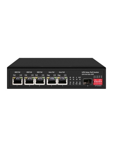 SWITCH POE - 5 PUERTOS POE + 1 SFP - VELOCIDAD DE PUERTOS 10/100/1000 MBPS - 1XHI-POE (60W) + 2XPOE+ (30W) + 2X24/48V (25W) - HA