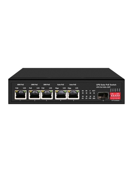 SWITCH POE - 5  PORTS POE + 1 SFP - VITESSE DES PORTS 10/100/1000 MBPS - 1XHI-POE (60W) + 2XPOE+ (30W) + 2X24/48V (25W) - JUSQU