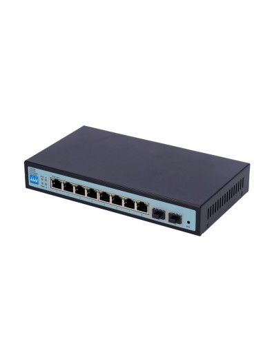 SWITCH POE - 8 PUERTOS POE GIGABIT + 2 SFP GIGABIT - 30 W POR PUERTO / MÁXIMO 96W - 1 PUERTO HI-POE HASTA 46W - VLAN/PORT ISOLAT