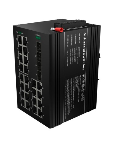 SWITCH POE  - MONTAJE EN CARRIL DIN - 24 PUERTOS GIGABIT + 4 SFP GIGABIT - 90W PUERTOS 1-2 23-24/30W PUERTOS 3-22 /MAX 360W - IE