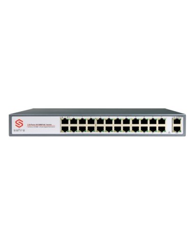 SWITCH POE - 24 PUERTOS POE + 2 GIGABIT PORT - VELOCIDAD 10/100 MBPS - 30 W POR PUERTO / MÁXIMO 250W - ALCANCE HASTA 100M - NORM