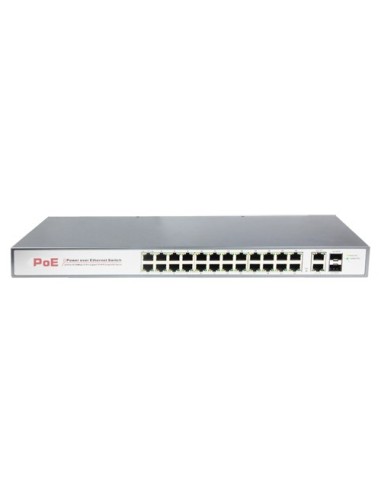 SWITCH POE - 24 PUERTOS POE + 2 PUERTOS COMBO UPLINK/SFP - VELOCIDAD 10/100 MBPS - POTENCIA 30 W POR PUERTO - POTENCIA MÁXIMA TO