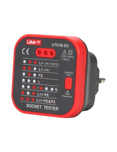 TESTER DE TOMAS ELÉCTRICAS EU - VERIFICACIÓN DE ERRORES DE CABLEADO - TEST DE POSIBLES FUGAS