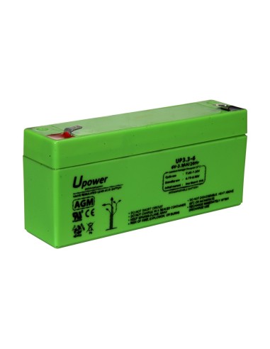 UPOWER - BATERÍA RECARGABLE - TECNOLOGÍA PLOMO ÁCIDO AGM - VOLTAJE 6 V - CAPACIDAD 3.2 AH - 66 X 134 X 34 / 670 G - PARA RESPALD