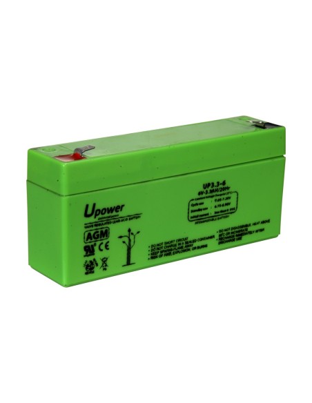 UPOWER - BATERÍA RECARGABLE - TECNOLOGÍA PLOMO ÁCIDO AGM - VOLTAJE 6 V - CAPACIDAD 3.2 AH - 66 X 134 X 34 / 670 G - PARA RESPALD