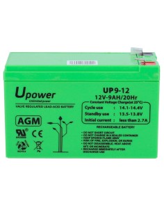 UPOWER - BATERÍA RECARGABLE - TECNOLOGÍA PLOMO ÁCIDO AGM - VOLTAJE 12 V - CAPACIDAD 9.0 AH - 95 X 151 X 65 MM / 2660 G - PARA RE 2