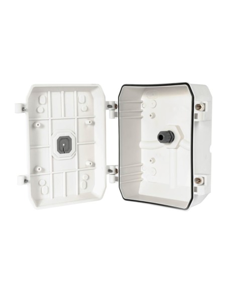 CAJA DE CONEXIONES PARA CÁMARAS DOMO - DOBLE SELLADO PARA EXTERIOR - IMÁN INTERIOR PARA FIJAR TORNILLOS - FABRICADA EN PLÁSTICO