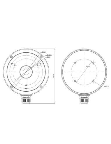 ANSCHLUSSBOX - FÜR DOME-KAMERAS - GEEIGNET FÜR DEN AUßENBEREICH - DECKEN- ODER WANDINSTALLATION - KABELSTIFT - FARBE SCHWARZ