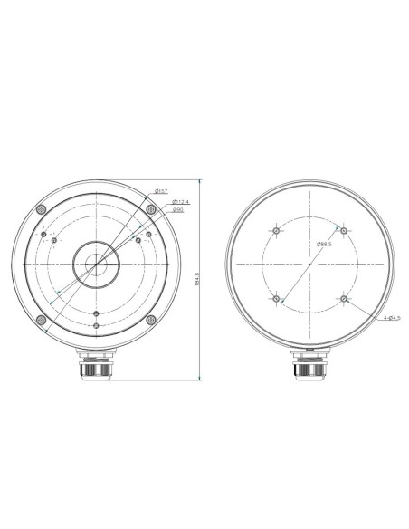 BOITE DE CONNEXIONS - POUR CAMÉRAS DÔME - CONVIENT POUR UNE UTILISATION EN EXTÉRIEUR - INSTALLATION DANS UN PLAFOND OU UN MUR -