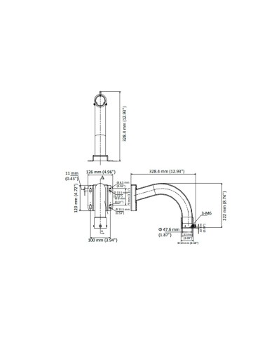 SOPORTE DE PARED - APTO PARA CÁMARAS PTZ - APTO PARA USO EN INTERIOR / EXTERIOR - COLOR GRIS PLATA - 222 (AL) X 126 (AN) X 328 (