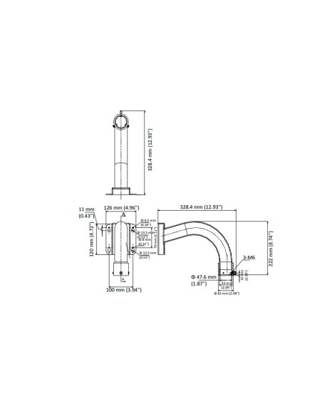 SOPORTE DE PARED - APTO PARA CÁMARAS PTZ - APTO PARA USO EN INTERIOR / EXTERIOR - COLOR GRIS PLATA - 222 (AL) X 126 (AN) X 328 (