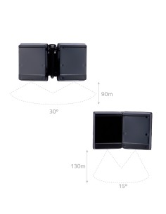 FOCO INFRARROJO DE ALCANCE 90~130M - ILUMINACIÓN POR LEDS DE 850 NM - 12 LÁMPARAS IR LED - APERTURA DEL HAZ 15º~30º - INTENSIDAD 2