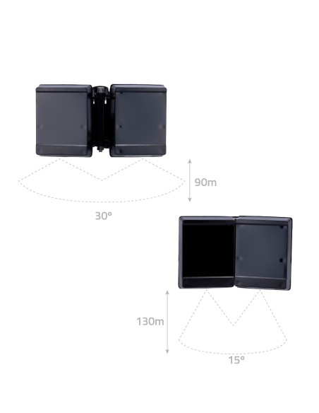 FOCO INFRARROJO DE ALCANCE 90~130M - ILUMINACIÓN POR LEDS DE 850 NM - 12 LÁMPARAS IR LED - APERTURA DEL HAZ 15º~30º - INTENSIDAD