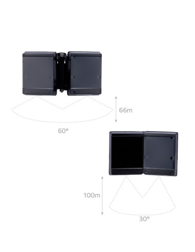 FOCO INFRARROJO DE ALCANCE 66~100M - ILUMINACIÓN POR LEDS DE 850 NM - 12 LÁMPARAS IR LED - APERTURA DEL HAZ  30º~60º - INTENSIDA