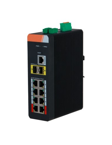 SWITCH POE X-SECURITY CARRIL DIN - 8 PUERTOS POE RJ45 + 2  PUERTOS SFP - VELOCIDAD 10/100/1000 MBPS - 90W PUERTOS 1-2 / 30W PUER