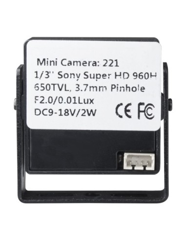 MINICÁMARA CABLEADA - 1/3&QUOT; SONY© SUPER HAD CCD II - RESOLUCIÓN 600 LÍNEAS - SOPORTE INCORPORADO - 0.3 LUX / F2.0 - LENTE 3.