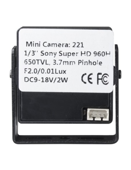 MINICÁMARA CABLEADA - 1/3&QUOT; SONY© SUPER HAD CCD II - RESOLUCIÓN 600 LÍNEAS - SOPORTE INCORPORADO - 0.3 LUX / F2.0 - LENTE 3.