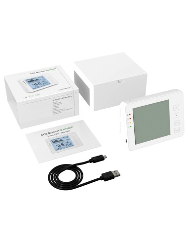 MEDIDOR DE CO2, TEMPERATURA Y HUMEDAD - CON ALARMA VISUAL Y AUDIBLE PROGRAMABLE POR EL USUARIO - REGISTRO DE VALOR MÁXIMO / MÍNI