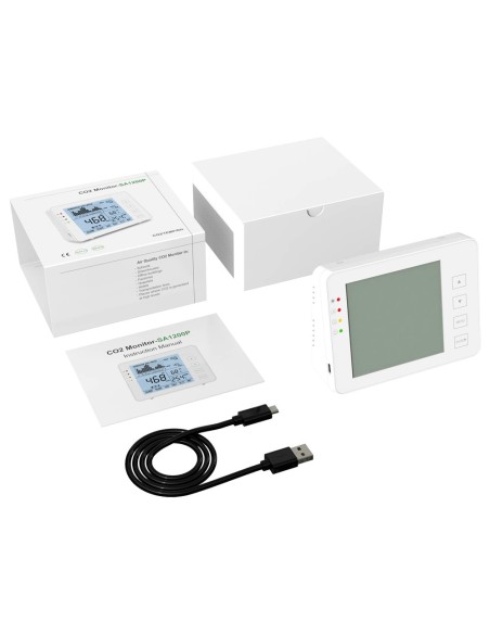 MEDIDOR DE CO2, TEMPERATURA Y HUMEDAD - CON ALARMA VISUAL Y AUDIBLE PROGRAMABLE POR EL USUARIO - REGISTRO DE VALOR MÁXIMO / MÍNI
