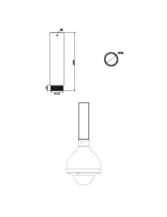 EXTENSION FOR CEILING SUPPORT - FOR MOTORISED DOME CAMERAS - ALUMINIUM ALLOY - VALID FOR EXTERIOR - 220 (H) X 63 (Ø) MM 2