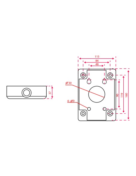 JUNCTION BOX - FOR SPEED DOMES - SUITABLE FOR OUTDOOR USE - WALL INSTALLATION - WHITE COLOR 160 (H) X 115 (W) X 39 (H) X [%VAR%