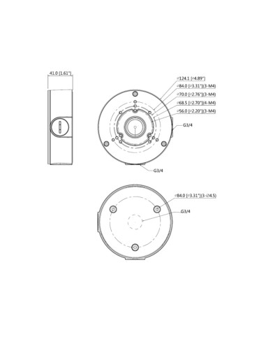 CAJA DE CONEXIONES - PARA CÁMARAS BULLET O DOMOS - APTO PARA USO EXTERIOR - INSTALACIÓN EN TECHO O PARED - PASADOR DE CABLES - C