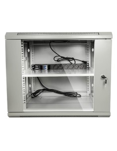 ARMARIO RACK PARA PARED - HASTA 6U RACK DE 19&QUOT; - HASTA 60 KG DE CARGA - CON VENTILACIÓN Y PASACABLES - VENTILADOR Y BANDEJA 2