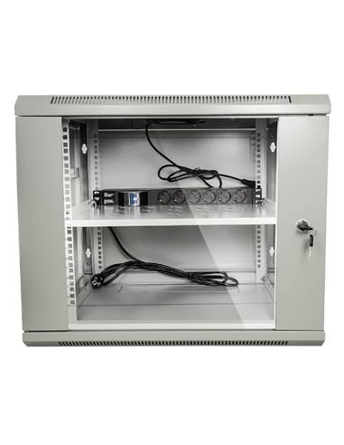 ARMARIO RACK PARA PARED - HASTA 6U RACK DE 19&QUOT; - HASTA 60 KG DE CARGA - CON VENTILACIÓN Y PASACABLES - VENTILADOR Y BANDEJA