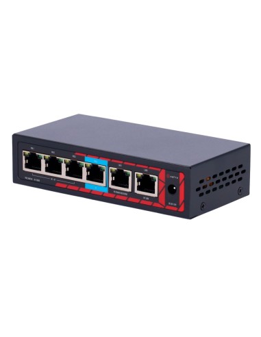 SAFIRE INDOOR HI-POE EXTENDER SWITCH - AMPLÍA ALCANCE ALIMENTACIÓN POE - 4 PUERTOS POE + 2 UPLINK RJ45 - IEEE 802.3 AF/AT/BT - P