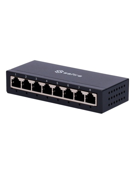 SAFIRE SWITCH DE SOBREMESA  - 8 PUERTOS GIGABIT - VELOCIDAD 10/100/1000 MBPS - PLUG &AMP; PLAY - TECNOLOGÍA DE AHORRO DE ENERGÍA