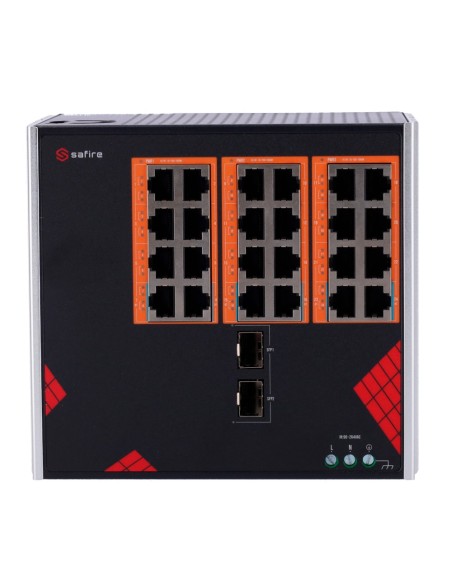 SAFIRE SWITCH INDUSTRIAL ALIMENTACIÓN AC 90~264V - 24 PUERTOS GIGABIT + 2 SFP GIGABIT - 18 PUERTOS POE+ 30W + 6 PUERTOS HI-POE 6
