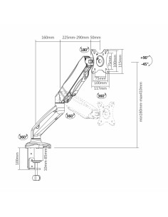 MONITOR ARM - INSTALLATION ON TABLE - SUPPORTED WEIGHT 6,5 KG 2