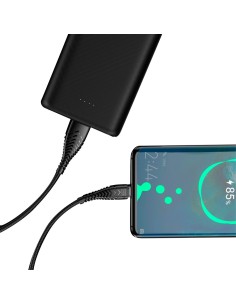 VEGER - KABEL USB2.0 - USB-A ZU LIGHTNING - KUNSTSTOFFHÜLLE, NYLONGEFLECHT  - LÄNGE 1.2M - FARBE SCHWARZ 2