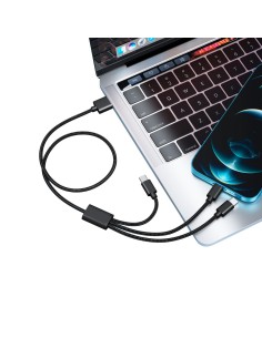 VEGER - USB-KABEL 3 IN 1 - USB-A AUF USB-C, LIGHTNING UND MICRO-USB - METALLMANTEL, GEFLOCHTENES NYLON  - LÄNGE 1.5M - FARBE SCH 2