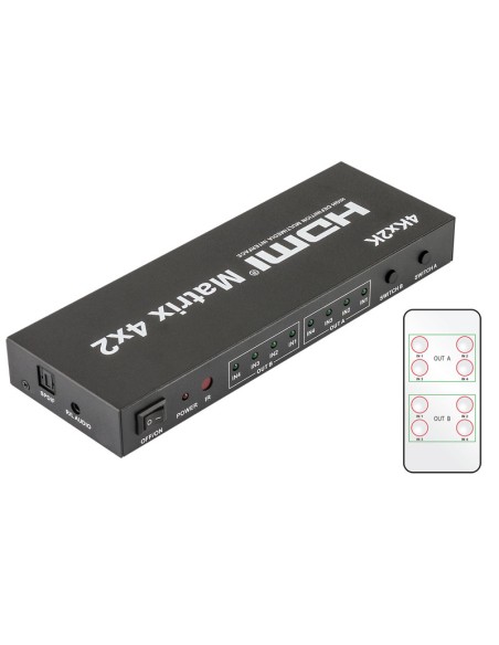 CONMUTADOR HDMI SWITCH MATRIX 4E:2S, CON MANDO A DISTANCIA ACTVH004