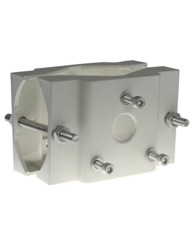 SOPORTE PARA MÁSTILES/FAROLAS - RANGO DIÁMETRO 60~110 MM - FIJACIÓN EN AMBAS CARAS - APTO PARA USO EN EXTERIOR - COLOR BLANCO |