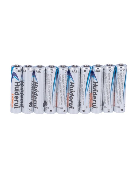 HUIDERUI - PACK DE PILAS AAA / FR03 / 24LF - 10 UNIDADES - VOLTAJE 1.5 V - LITIO - CAPACIDAD NOMINAL 1000 MAH - COMPATIBLE CON P