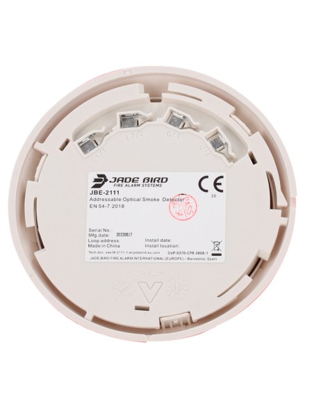 DETECTOR ÓPTICO CONVENCIONAL JADE BIRD - SENSIBILIDAD AJUSTABLE (3 NIVELES) - LED CON VISION 360° - SALIDA DE INDICADOR REMOTO -