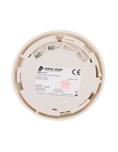 DETECTOR ÓPTICO-TÉRMICO ANALÓGICO JADE BIRD - SENSIBILIDAD Y CLASE AJUSTABLE - LED CON VISION 360° - NO INCLUYE BASE - CERTIFICA