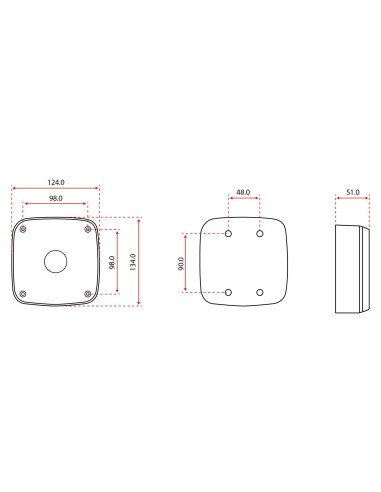 JUNCTION BOX - FOR BULLET AND DOME CAMERAS - SUITABLE FOR OUTDOOR USE - WALL OR CEILING INSTALLATION - CABLE PASS - WHITE COLOR