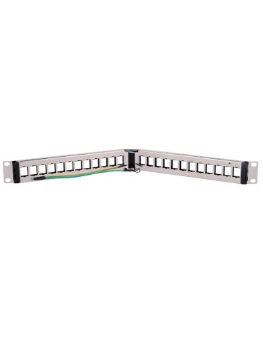 PATCH PANEL ANGULAR VACÍO - 24 PUERTOS FTP - FORMATO ENRACKABLE 1U - SIN ELECTRÓNICA - BARRA PARA GESTIÓN DE CABLES INCLUIDA - C