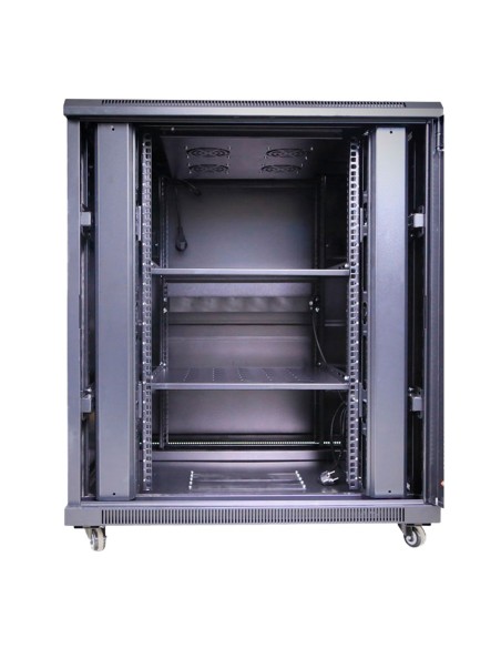 ARMARIO RACK PARA SUELO - HASTA 18U RACK DE 19&QUOT;(800*800) - HASTA 800 KG DE CARGA - CON VENTILACIÓN Y PASACABLES - 4 VENTILA
